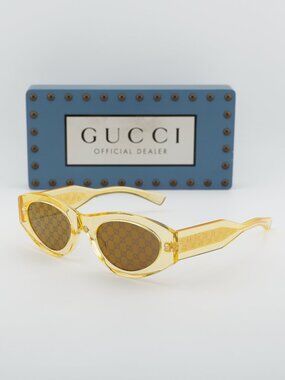 Gucci GG2065S 004 Cat Eye Sunglasses - Yellow / Brown with Logo